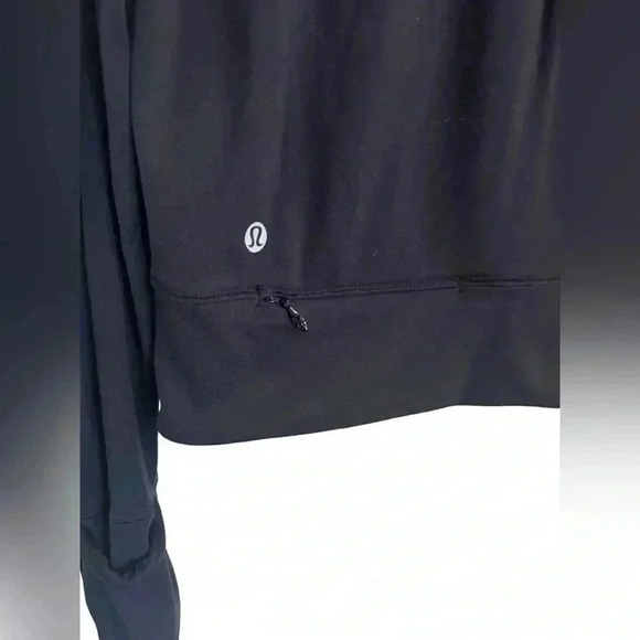 Lululemon Rush Hour Black Long Sleeve Thumb Hole Top Run Zip Pocket Size 2 - Picture 6 of 13